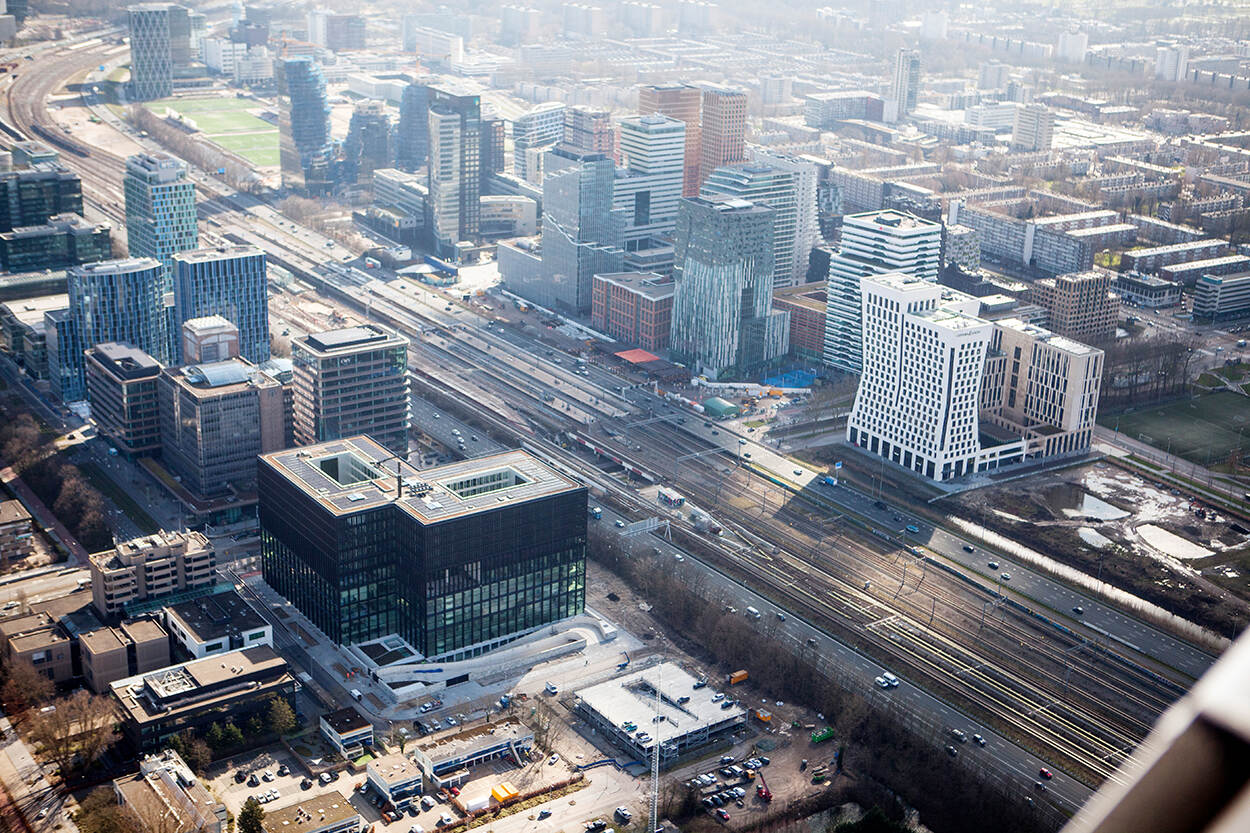 Bovenaanzicht van kantoren in Den Haag centrum