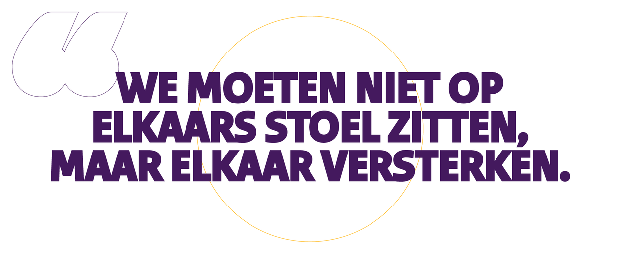 Quote Lex: We moeten niet op elkaars stoel zitten, maar elkaar versterken.