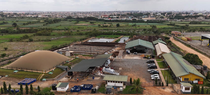 Aerial Image of Safisana site with farm fields at Ashaiman