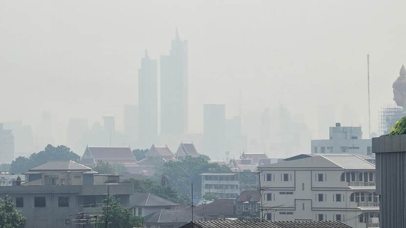 Bangkok during the annual haze season, with visible PM2.5 air pollution