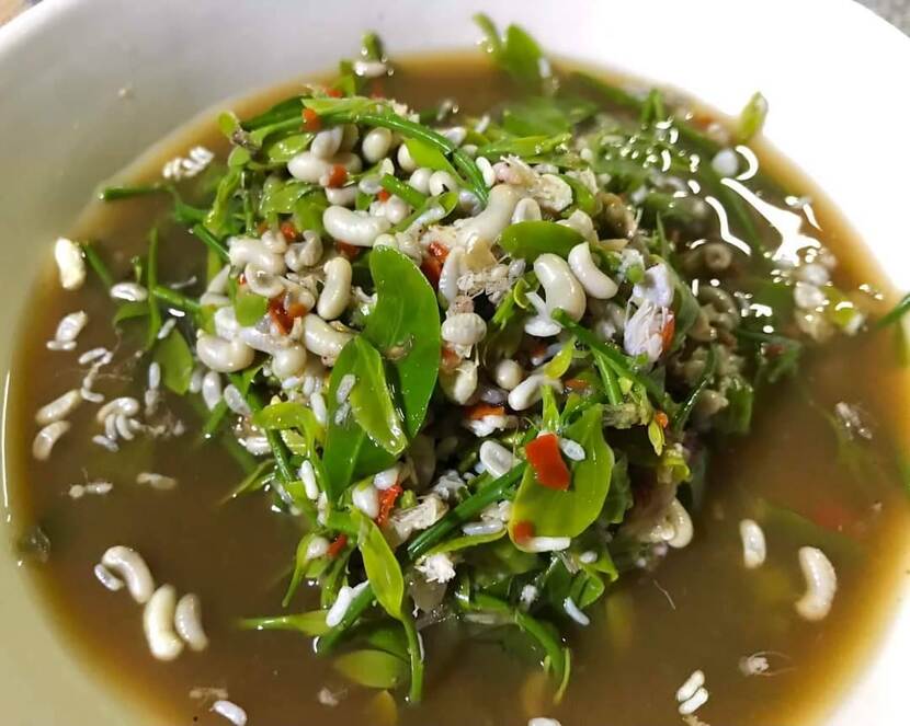 Northern Thai vegetable soup with ant eggs