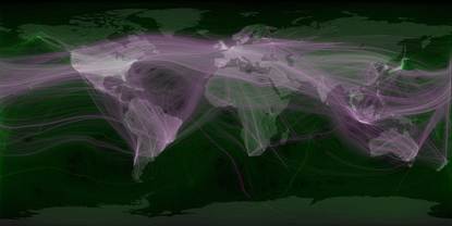 Globale reis- en communicatie data, geregistreerd via Twitter