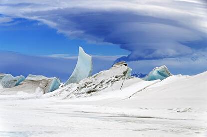 Vulkaan Mount Discovery op Antarctica